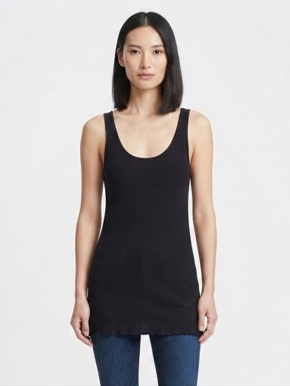 Rag & Bone Long Ribbed Tank In Black Size Small